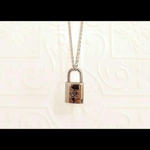 Chanel Silver Metal CC Padlock Lock & Two Keys